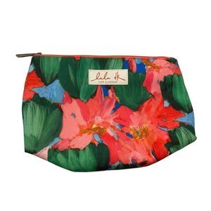Lulu DK for Clinique Floral Canvas Makeup Bag Green Pink Red Cosmetic Pouch